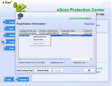 eScan Registration