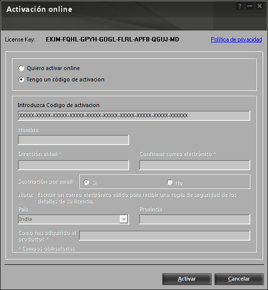 Manual Activation